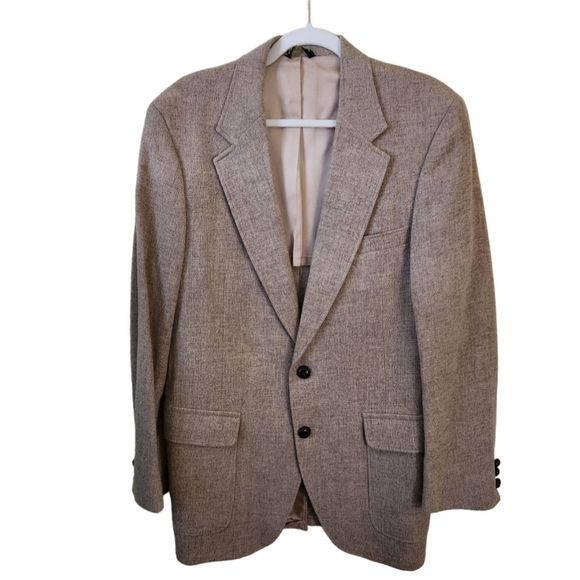 Vintage Man In Wool Beige Wool Tweed Sport Coat See Measurements - Picture 1 of 5